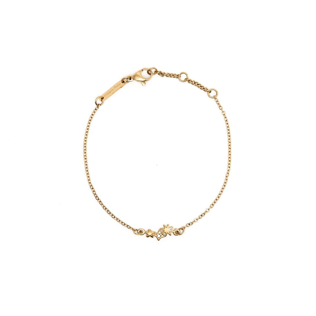 Pulsera Fina Dorada con Doble Estrellas 1