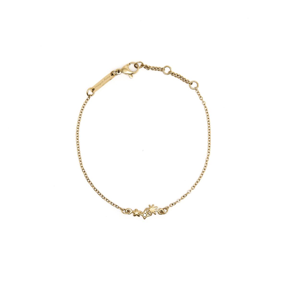 Pulsera Fina Dorada con Doble Estrellas 1