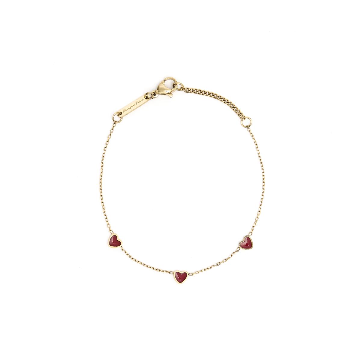 Pulsera Fina Corazones Rojos 1