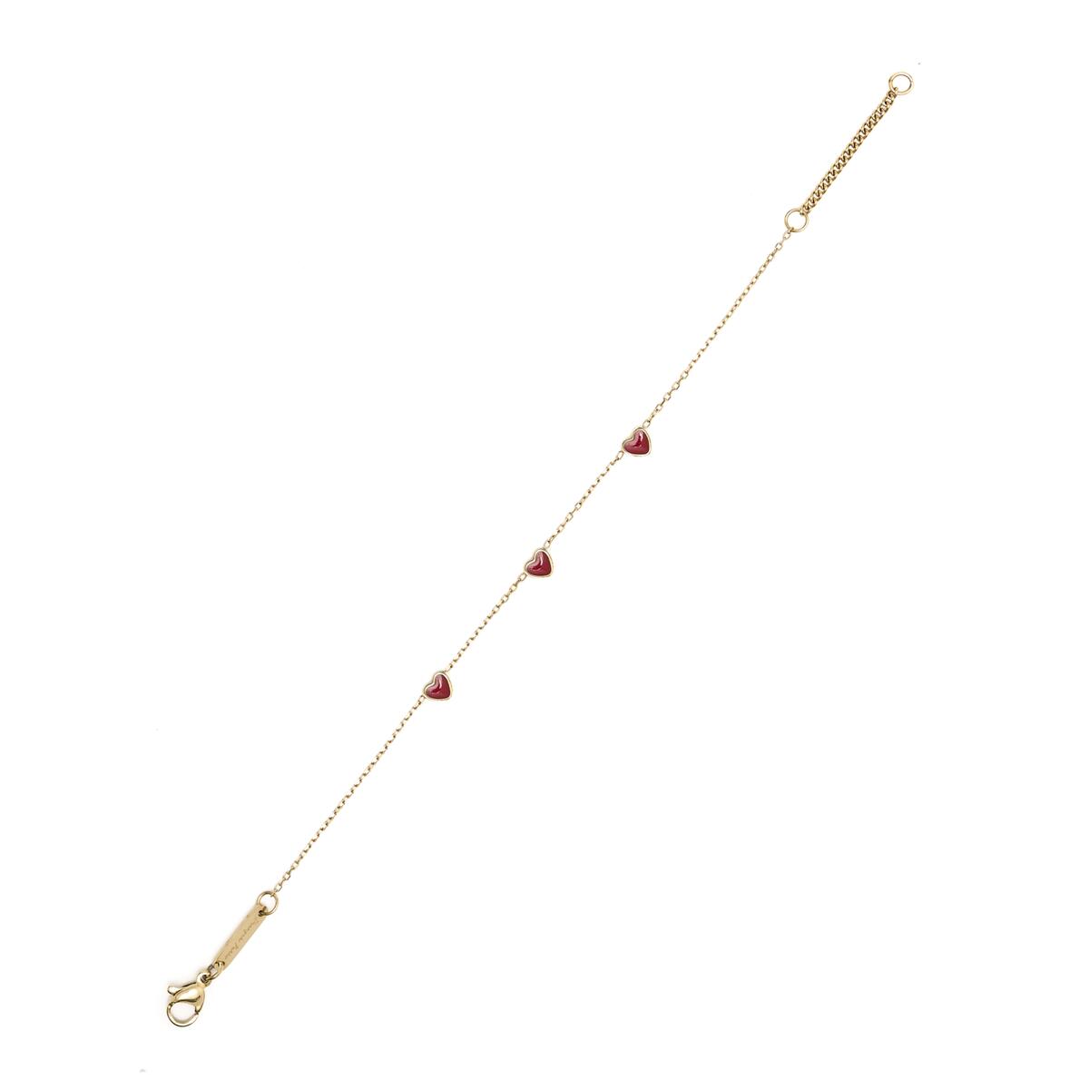Pulsera Fina Corazones Rojos 2