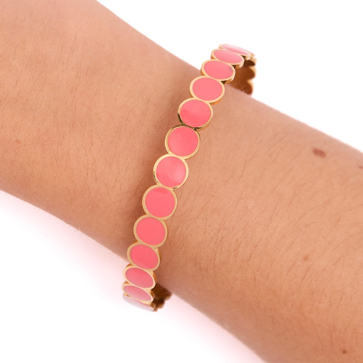 Pulsera tipo Jonc con Círculos Esmaltados Naranjas 4