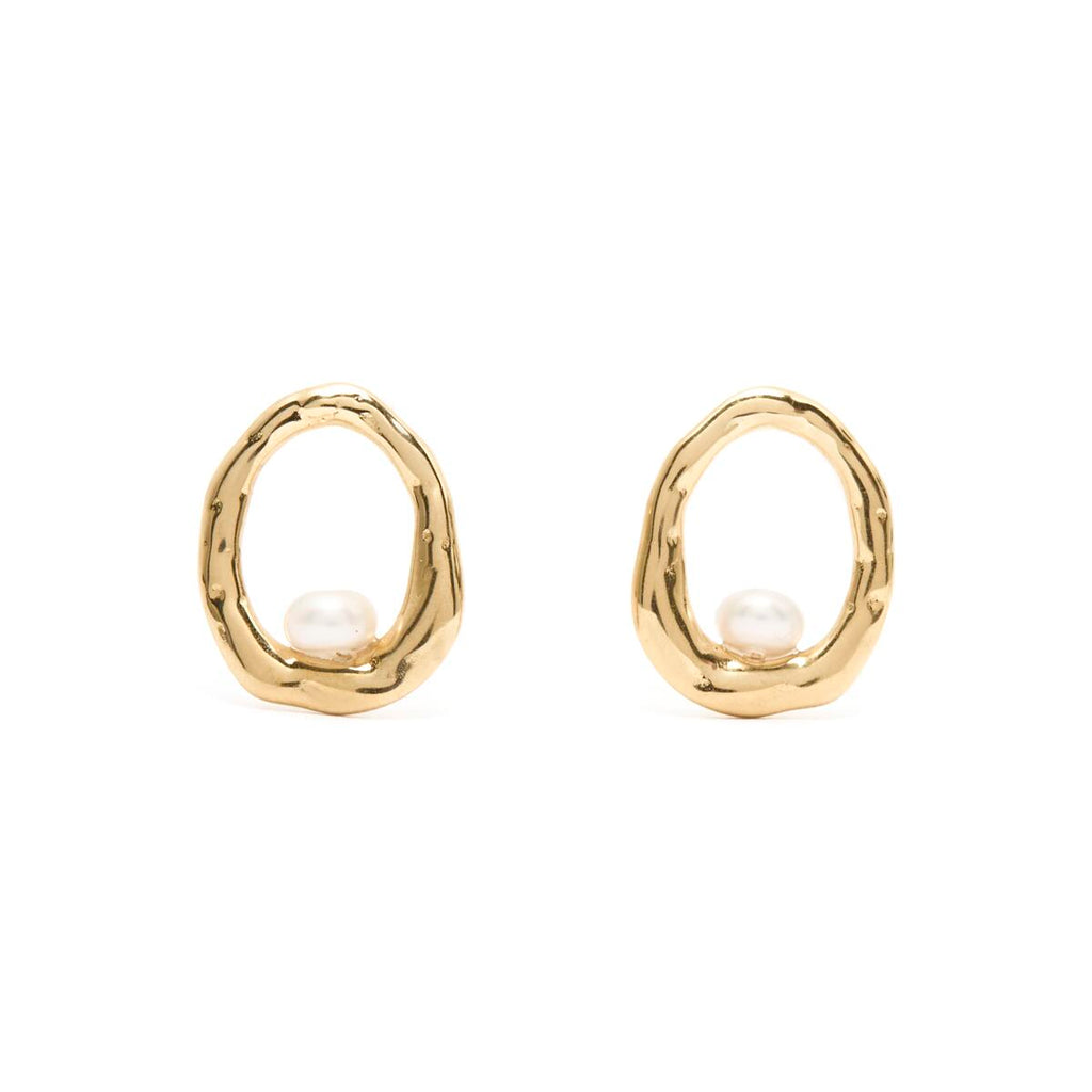 Pendientes de Aro Dorados con Perlas 1