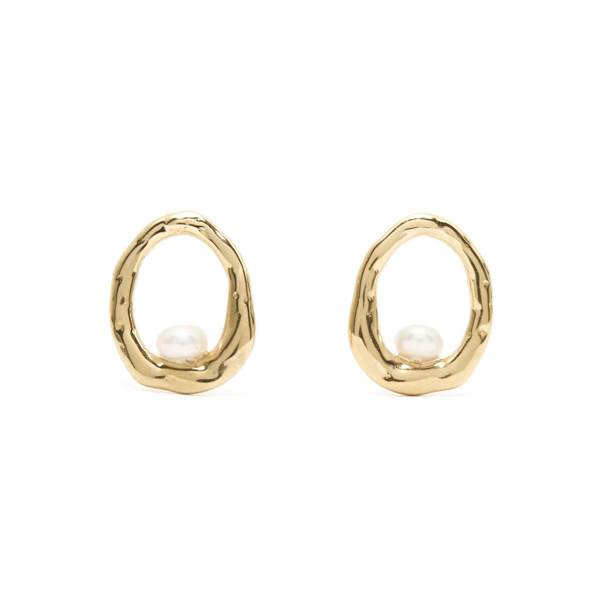 Pendientes de Aro Dorados con Perlas 1