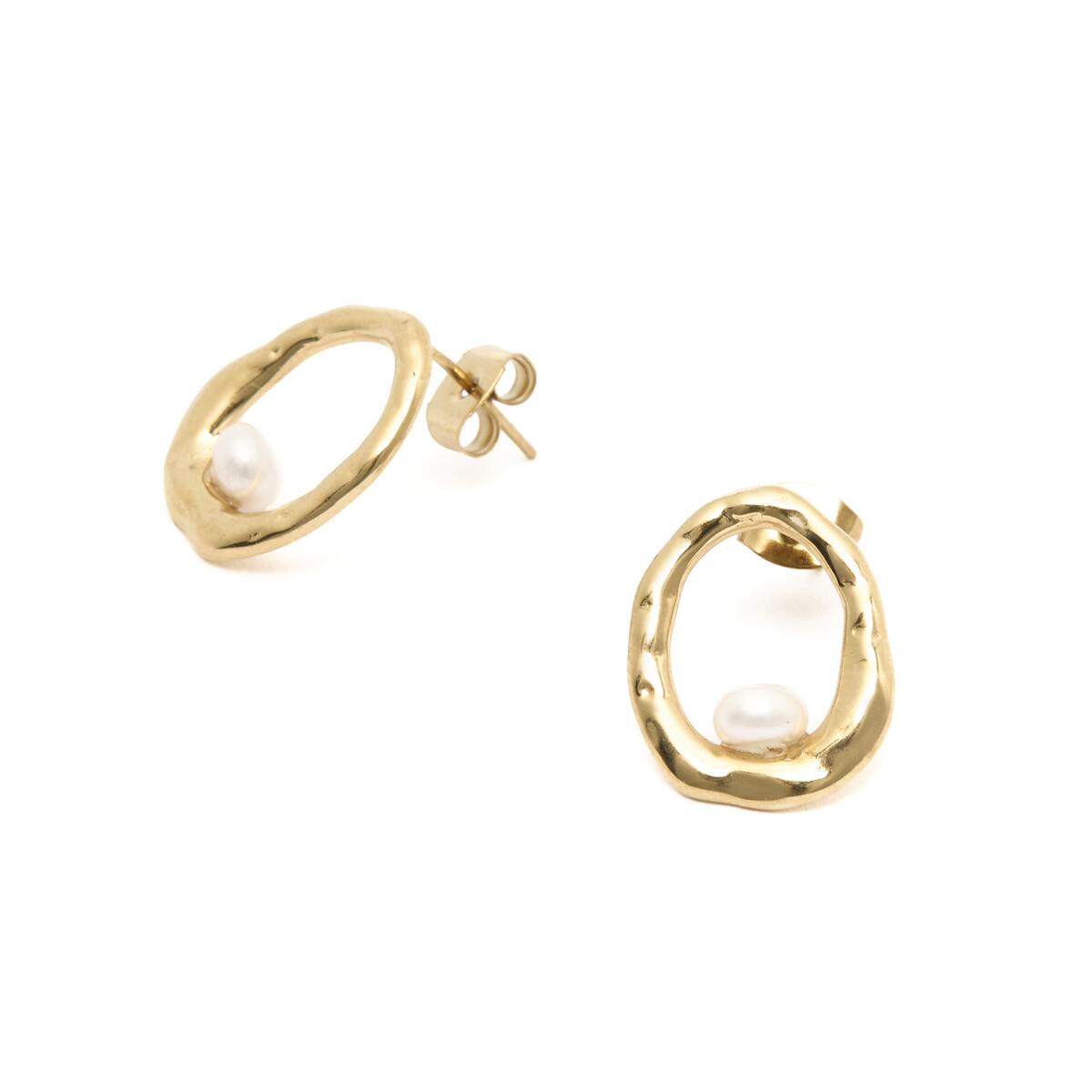 Pendientes de Aro Dorados con Perlas 2