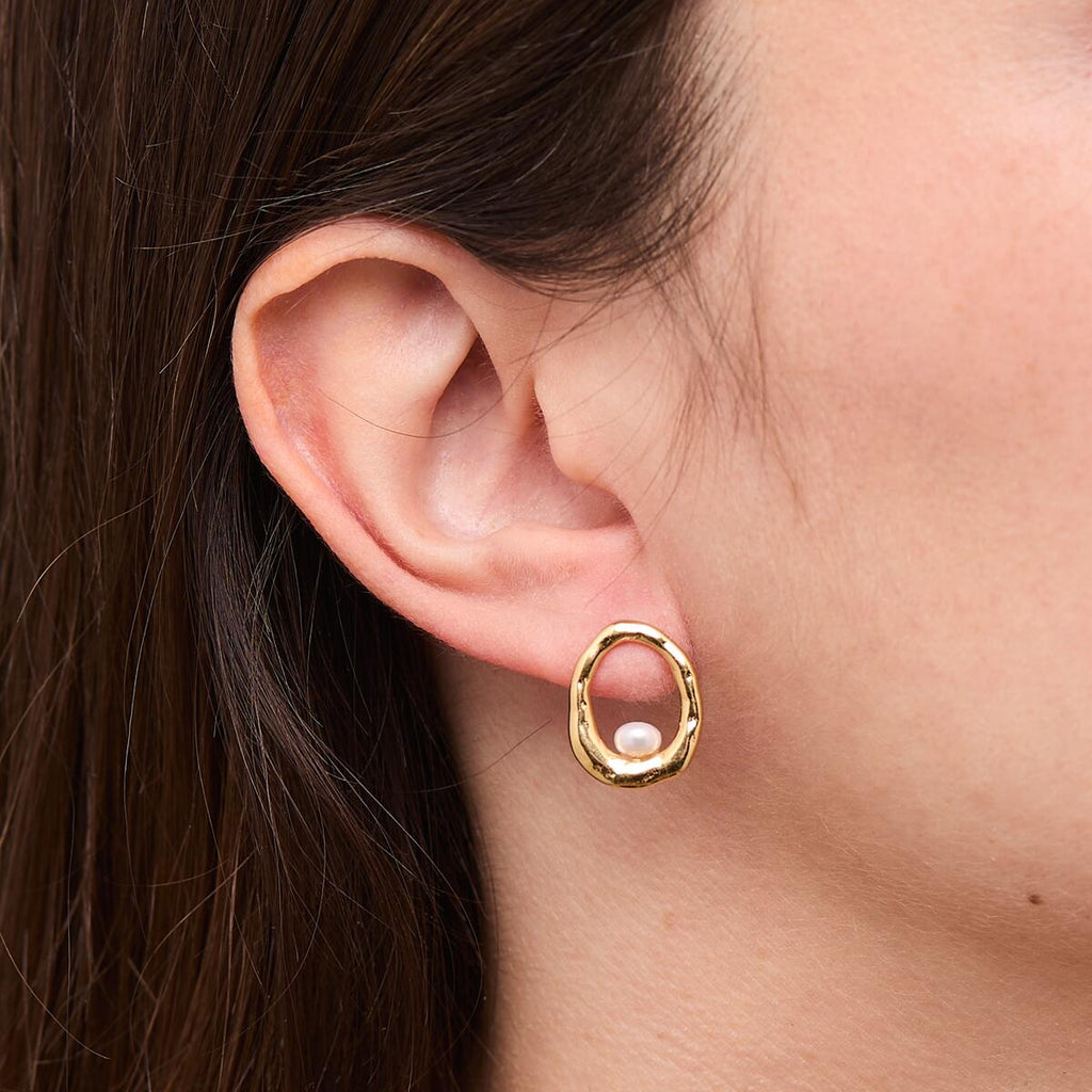 Pendientes de Aro Dorados con Perlas 4