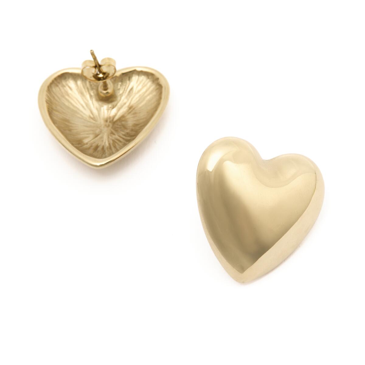 Pendientes Dorados Corazón Abombado 2