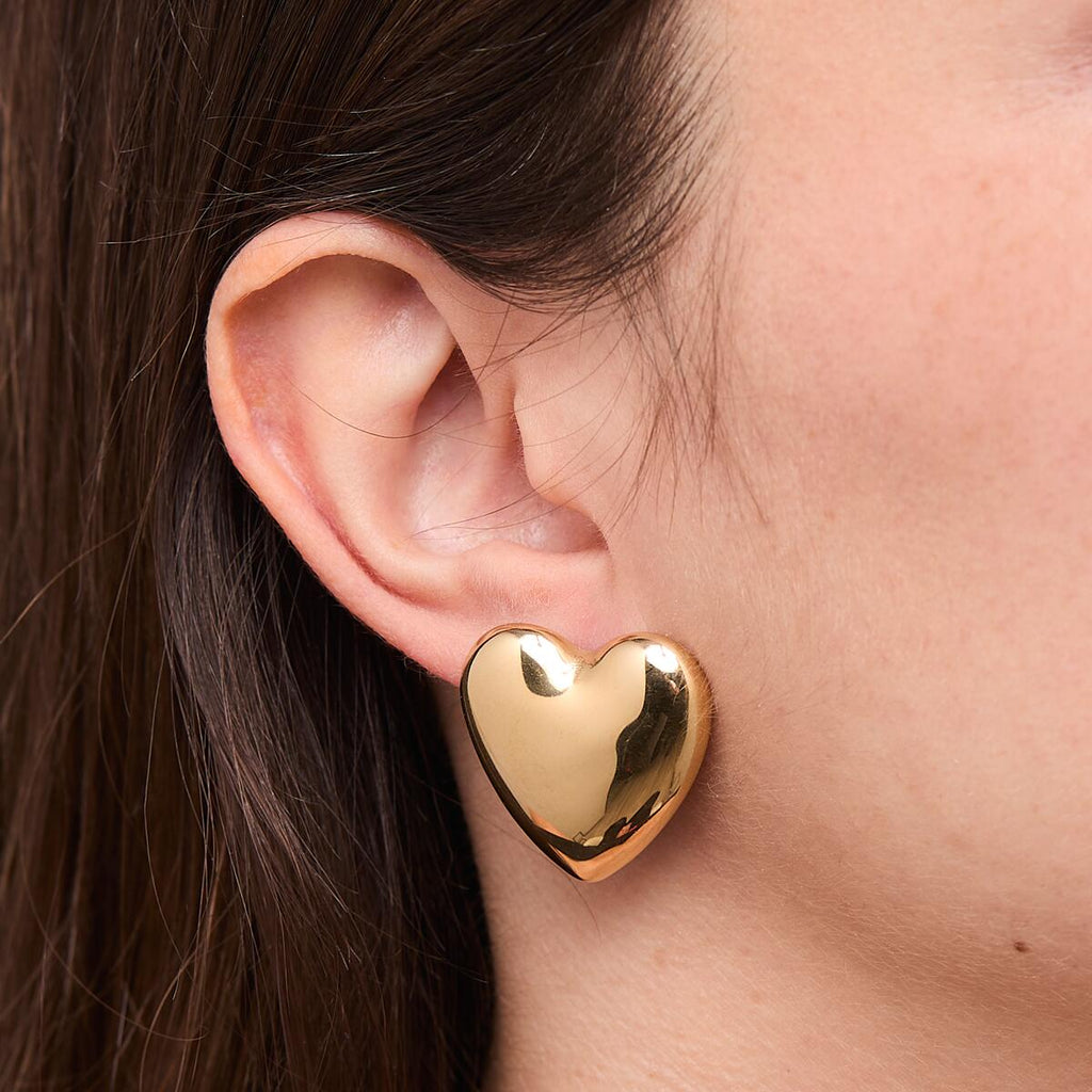 Pendientes Dorados Corazón Abombado 4