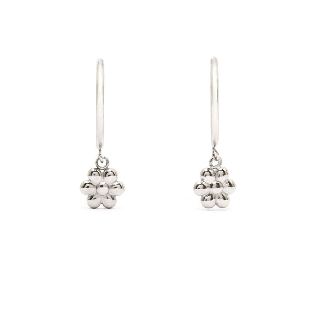 Pendientes de Aro Plateados con Flores 1