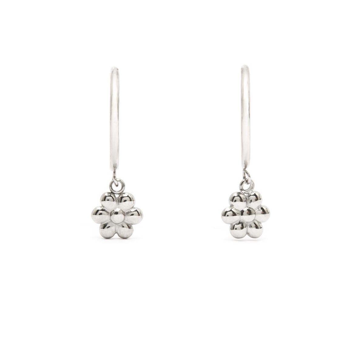 Pendientes de Aro Plateados con Flores 1