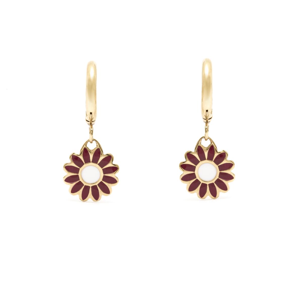 Pendientes de Aro con Flores Esmaltadas 1