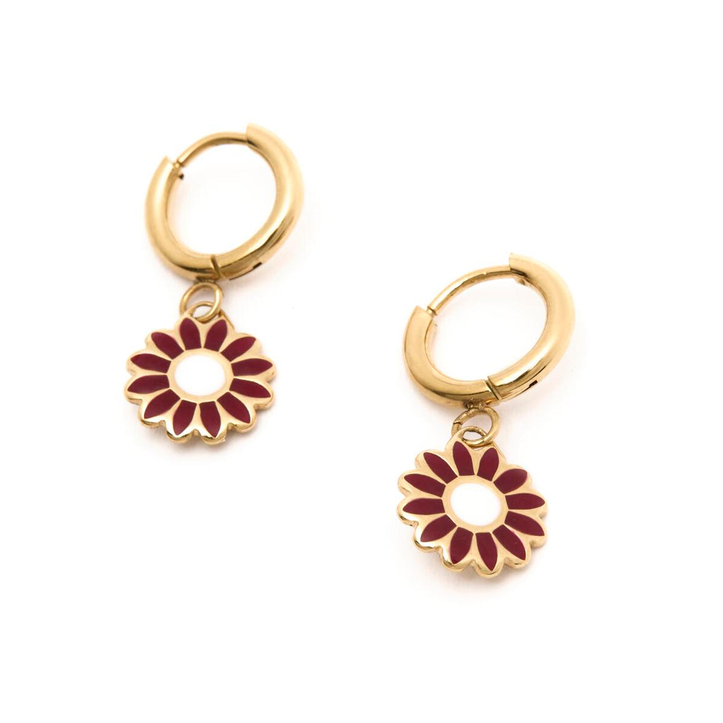 Pendientes de Aro con Flores Esmaltadas 2