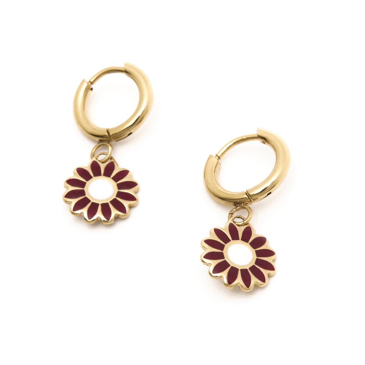 Pendientes de Aro con Flores Esmaltadas 2