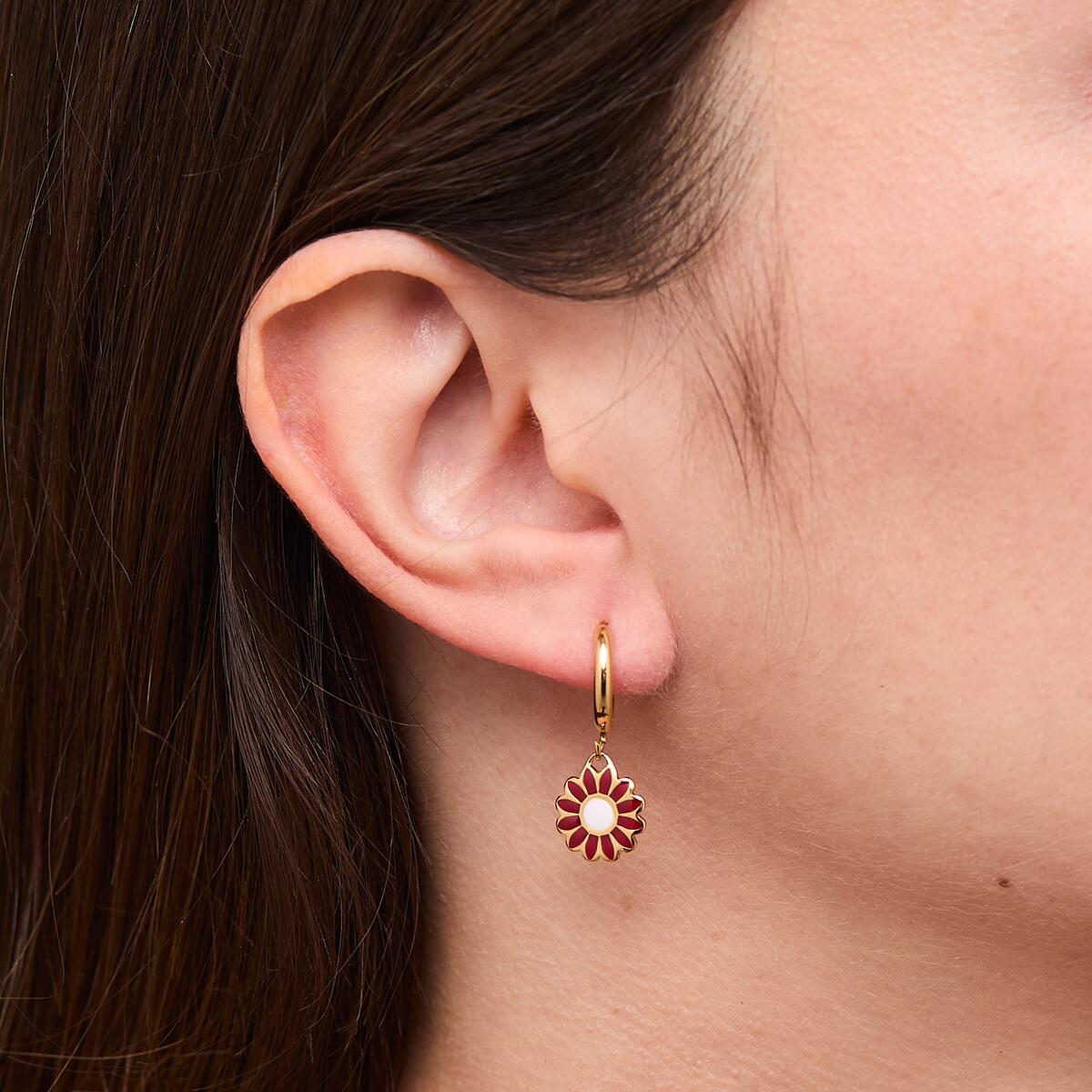 Pendientes de Aro con Flores Esmaltadas 4