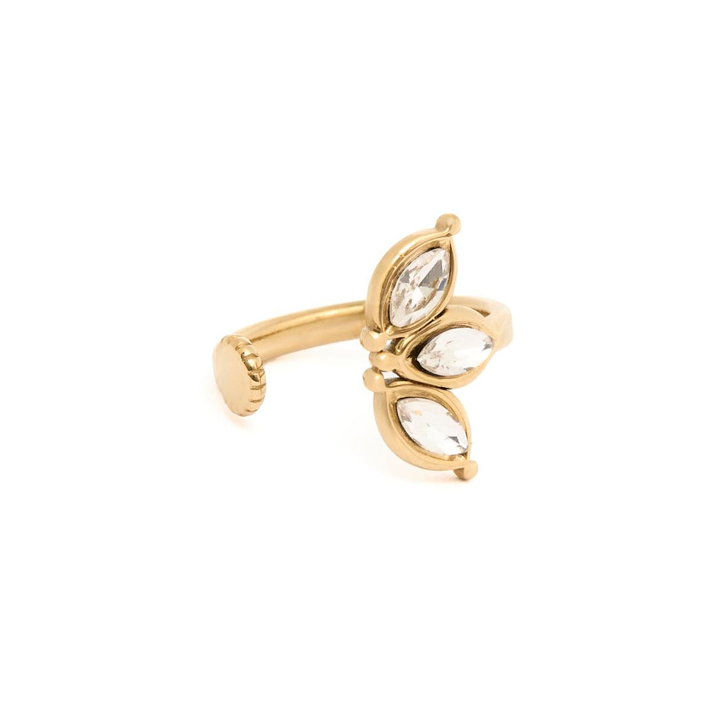 Anillo Dorado con Media Flor Abierta 1