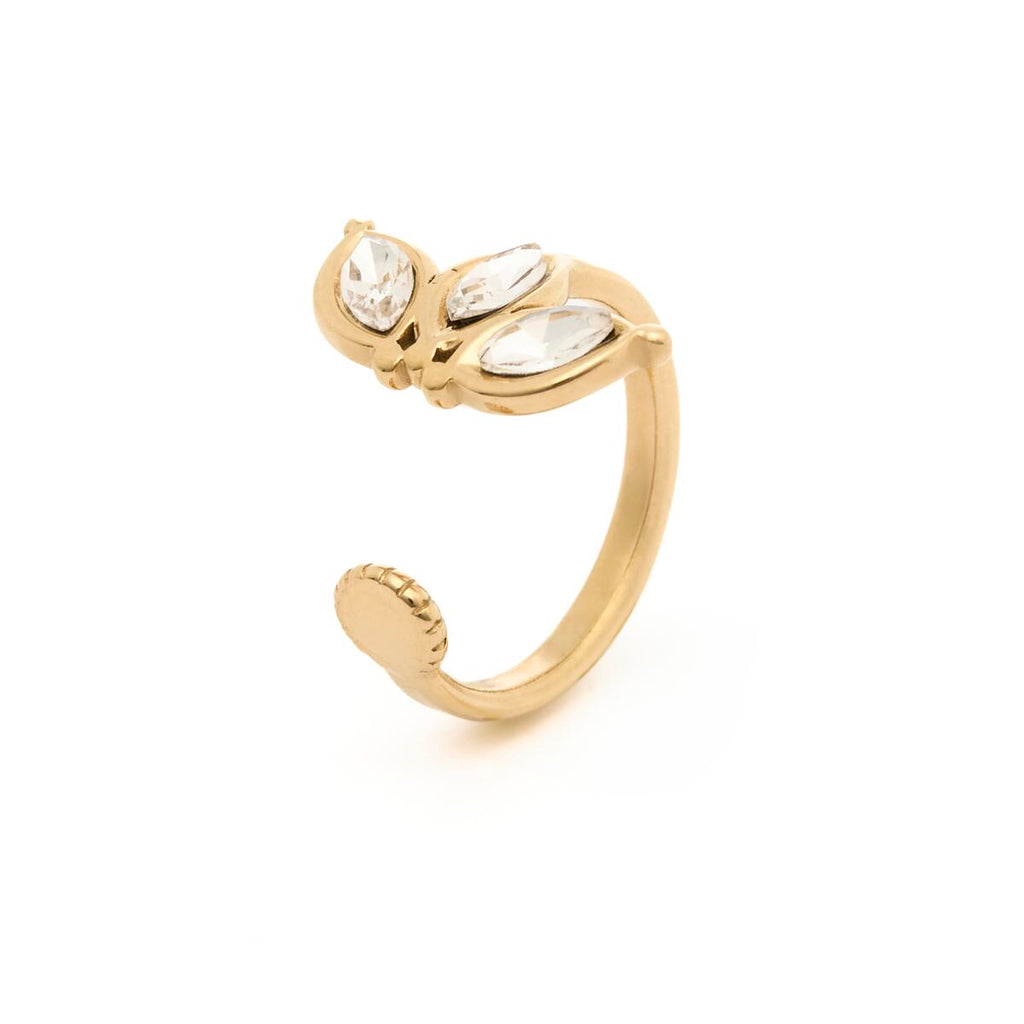 Anillo Dorado con Media Flor Abierta 2