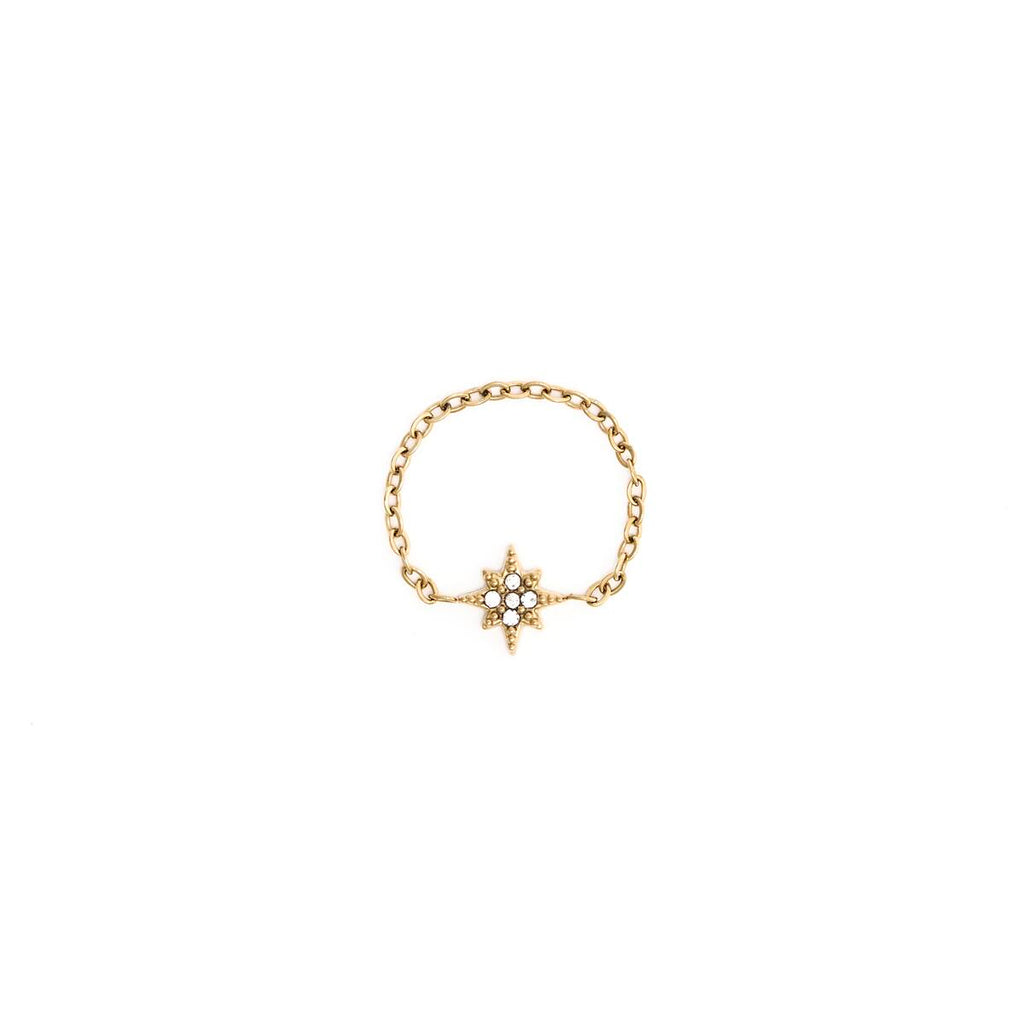 Anillo Dorado con Cadena Estrellada 2