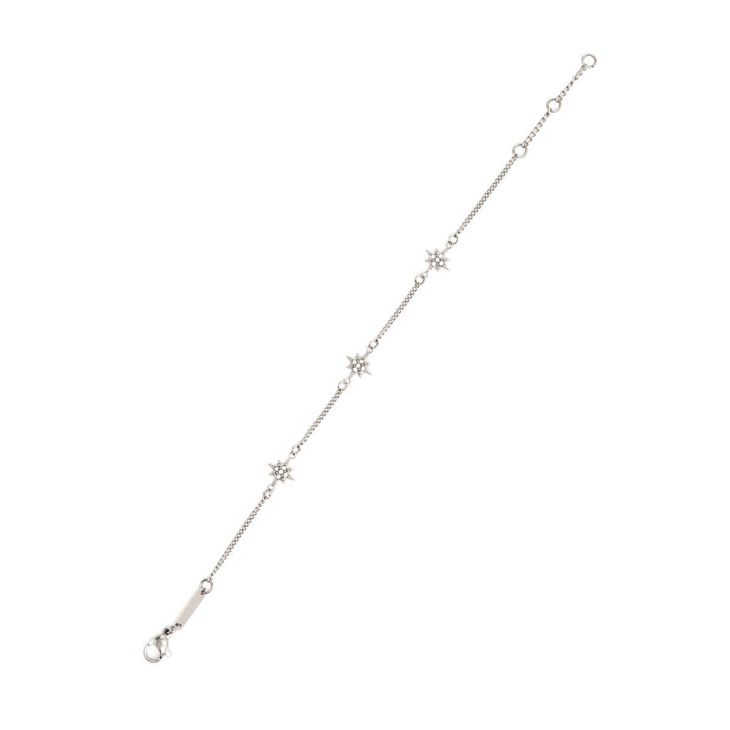 Pulsera Fina Plateada con Estrellas Brillantes 2