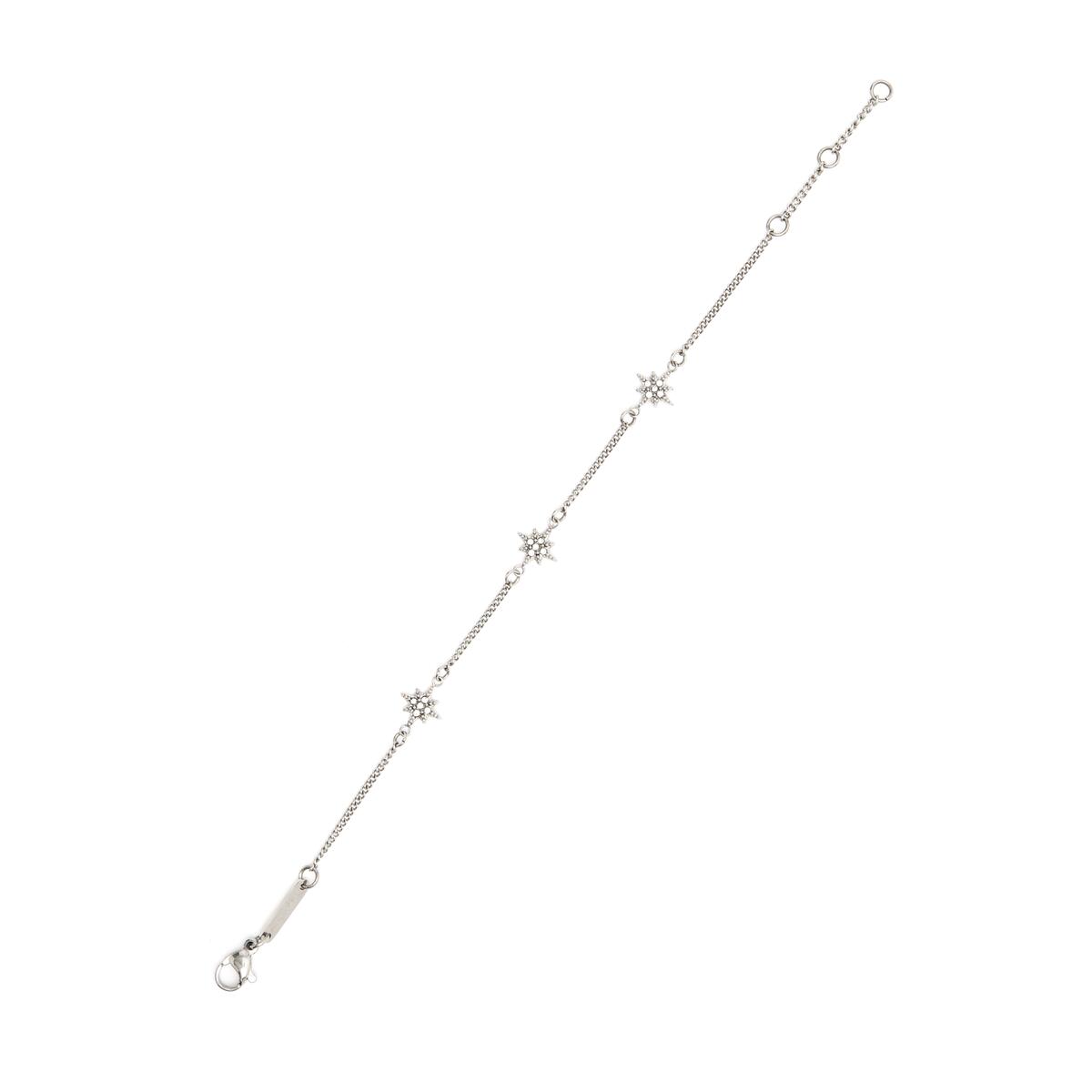Pulsera Fina Plateada con Estrellas Brillantes 2