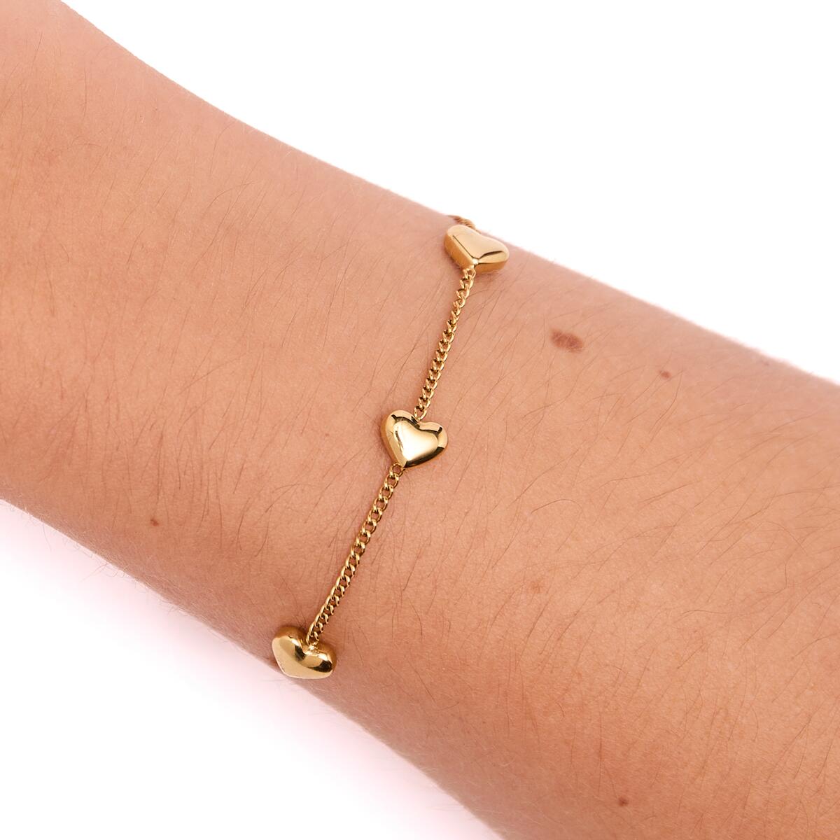 Pulsera de Oro con Pequeños Corazones 4