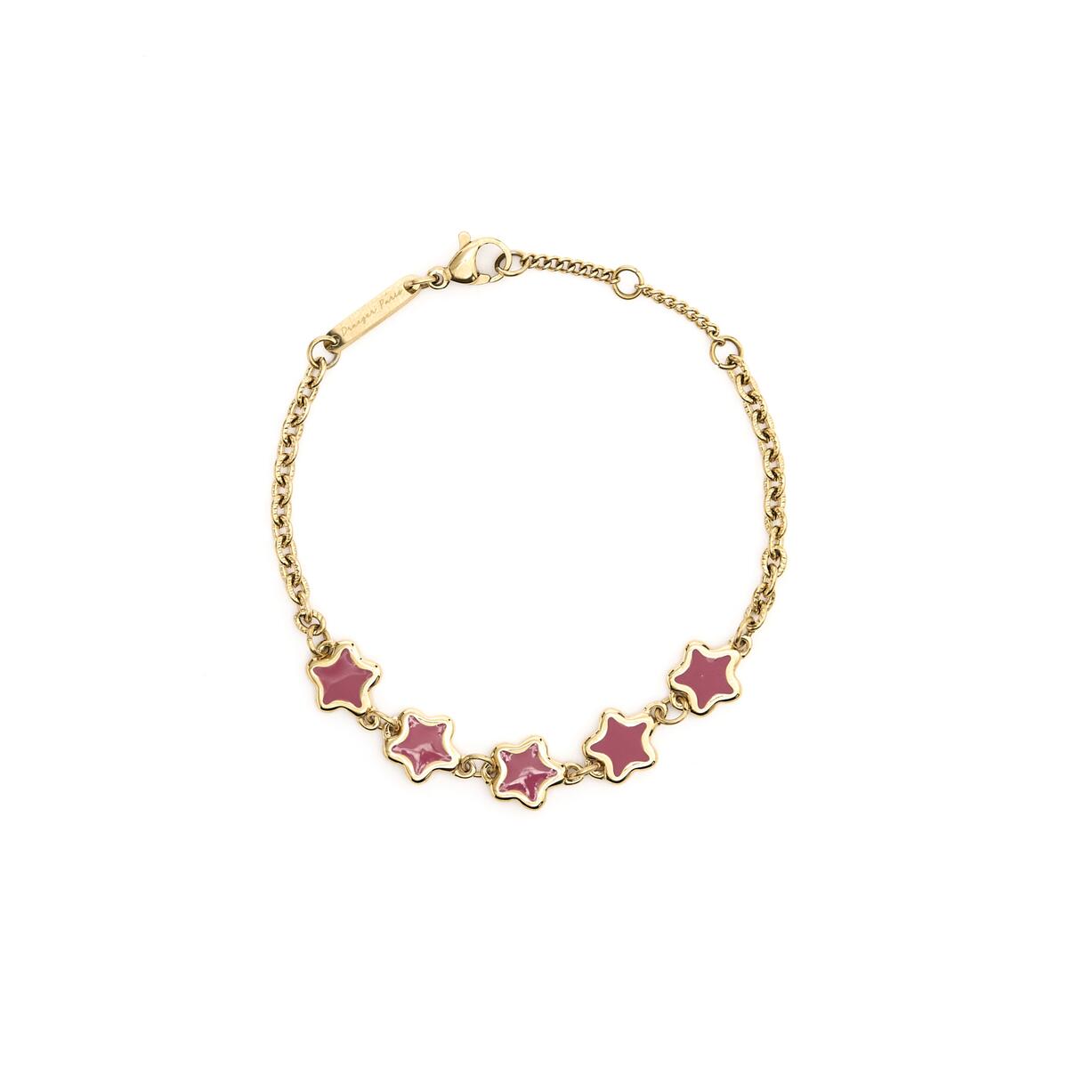 Pulsera Dorada con Estrellas Esmaltadas en Rojo 1