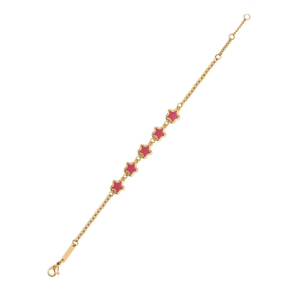 Pulsera Dorada con Estrellas Esmaltadas en Rojo 2