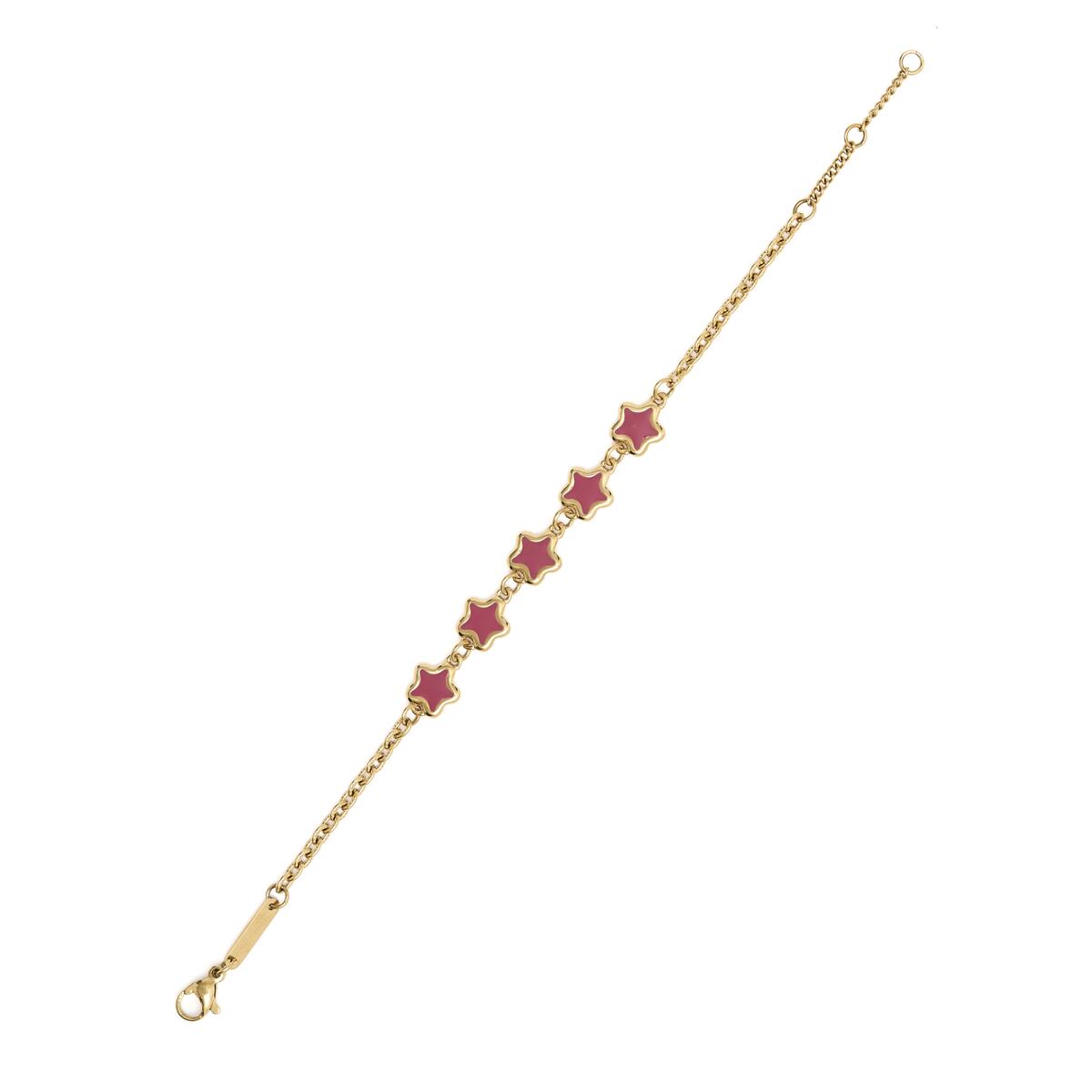 Pulsera Dorada con Estrellas Esmaltadas en Rojo 2