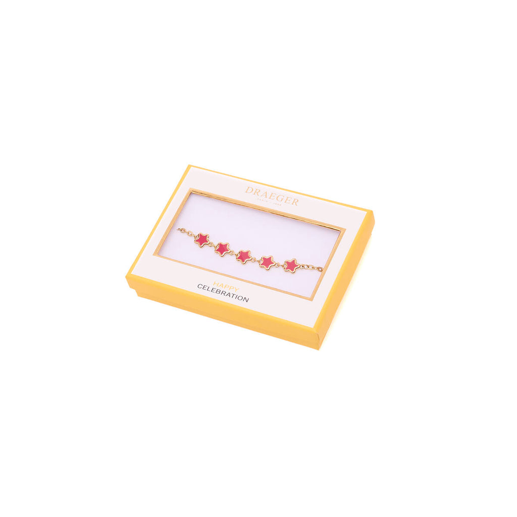Pulsera Dorada con Estrellas Esmaltadas en Rojo 3