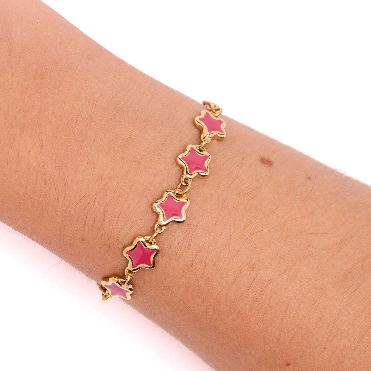 Pulsera Dorada con Estrellas Esmaltadas en Rojo 4