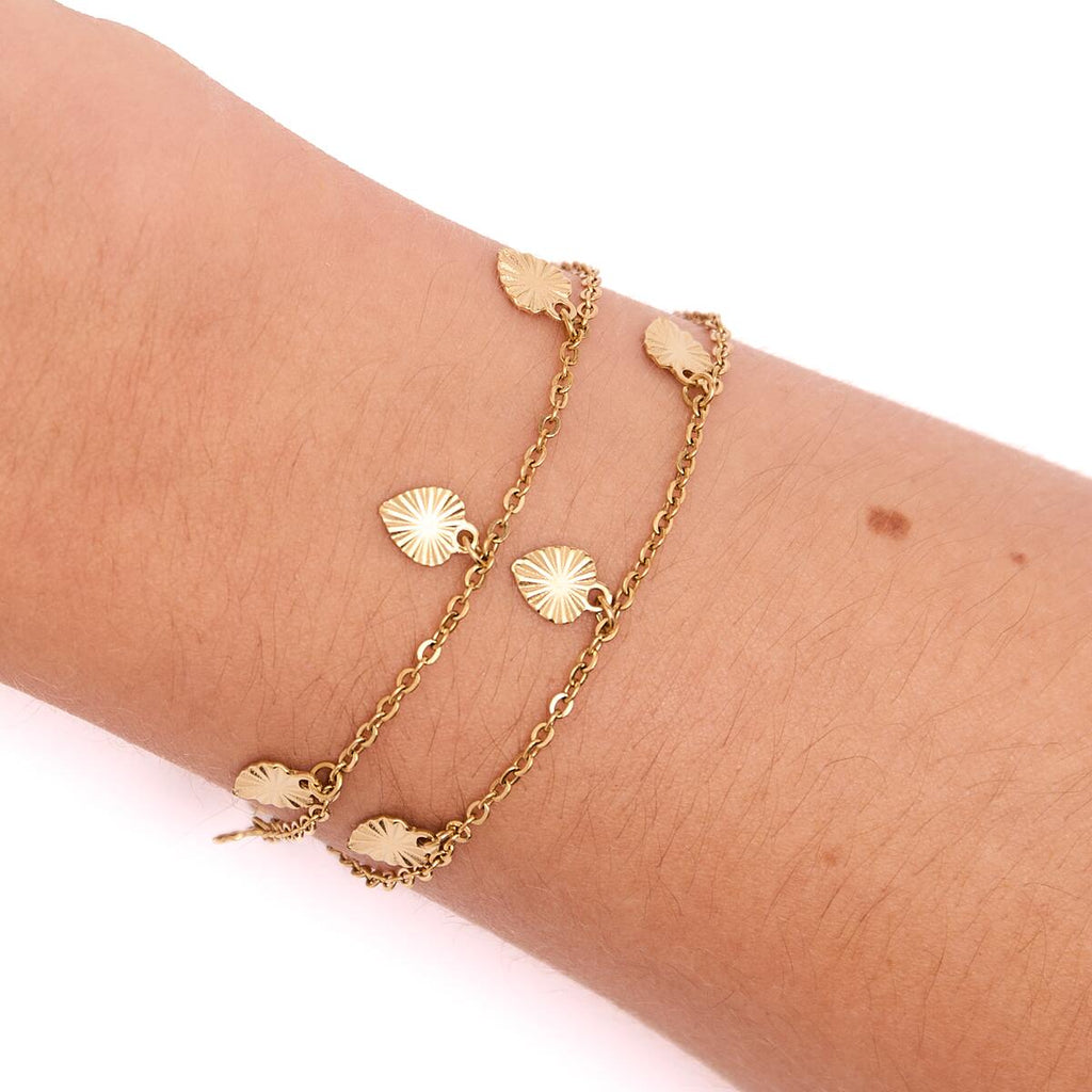 Pulsera Doble Dorada con Círculos 4