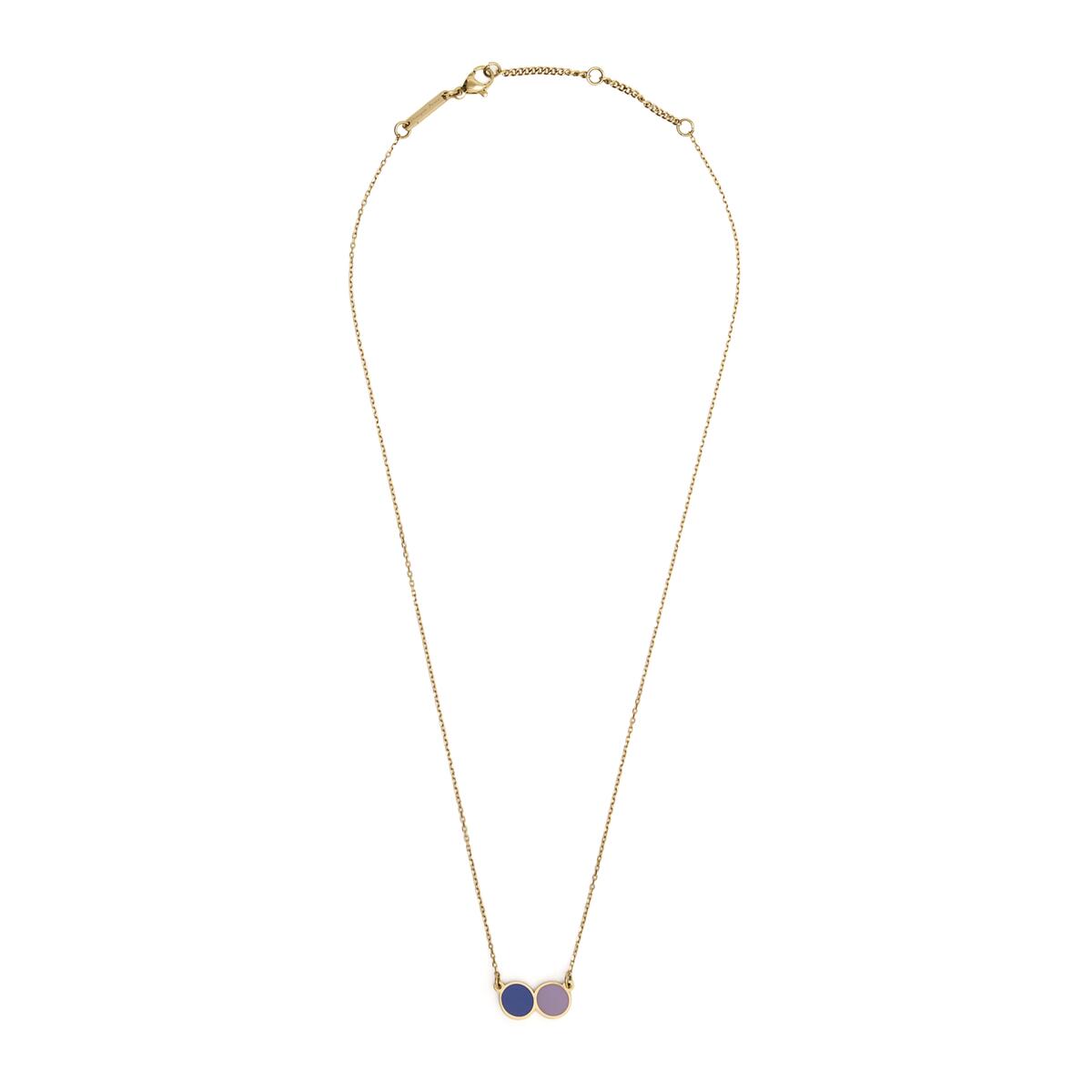 Collar Dorado con Colgante de Círculos Azul y Violeta 2