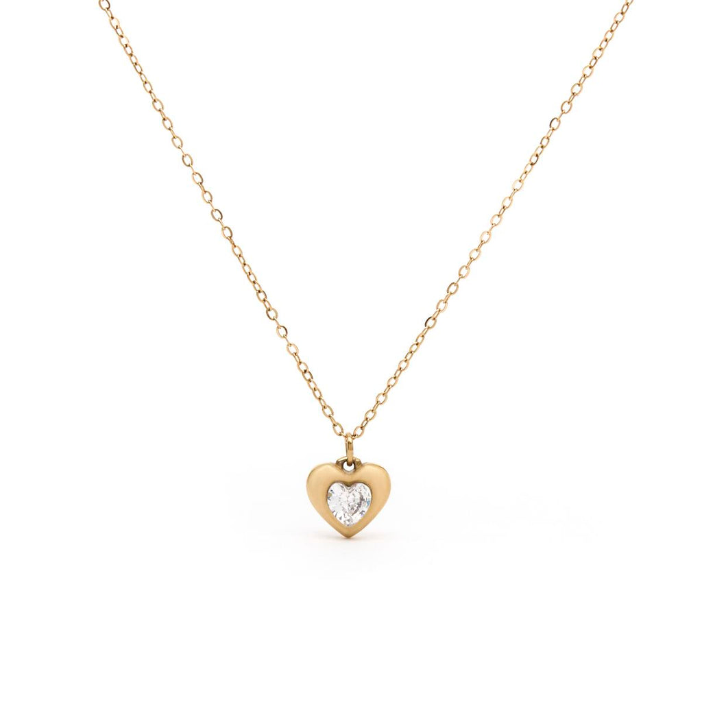 Collar Dorado Corazón Brillante 1