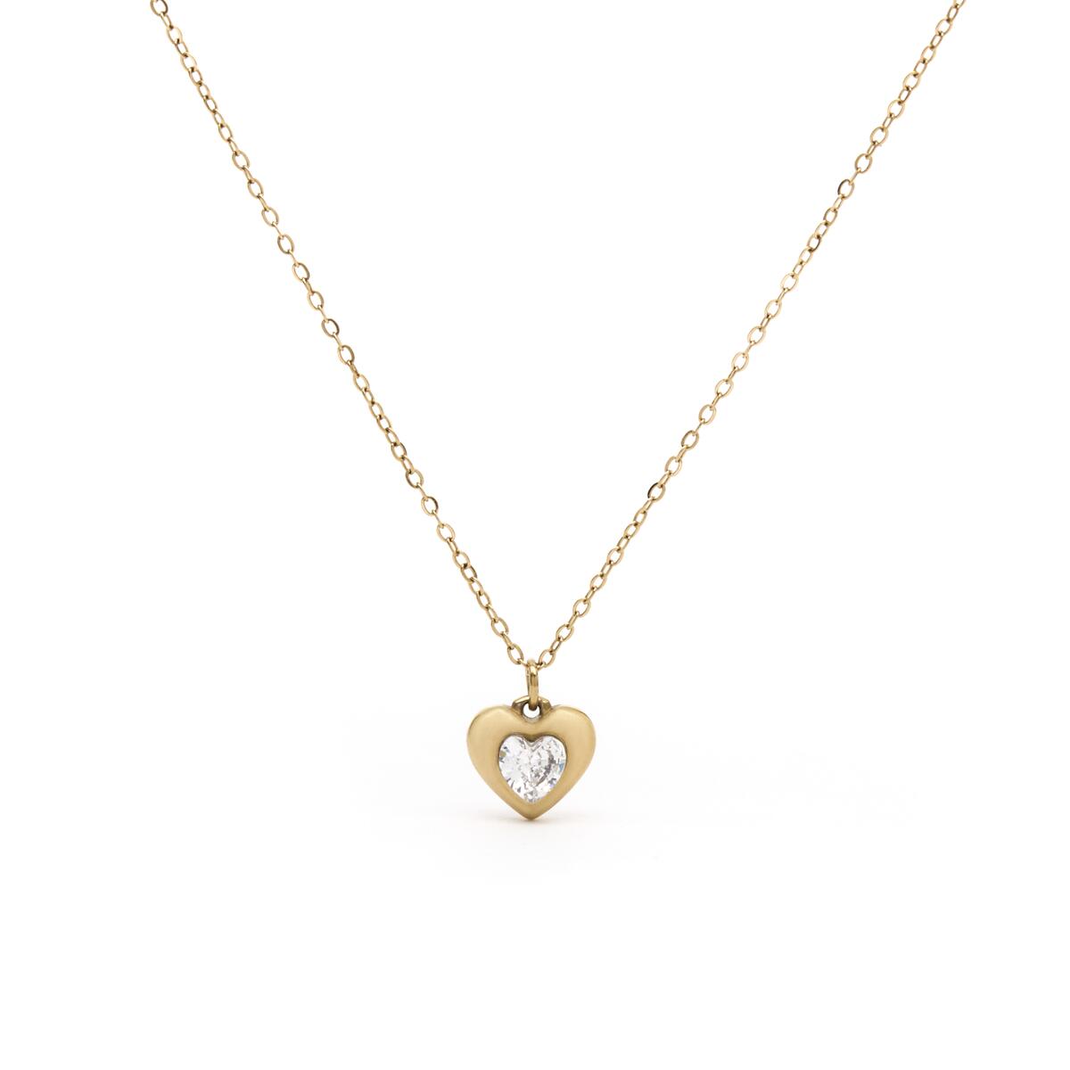 Collar Dorado Corazón Brillante 1