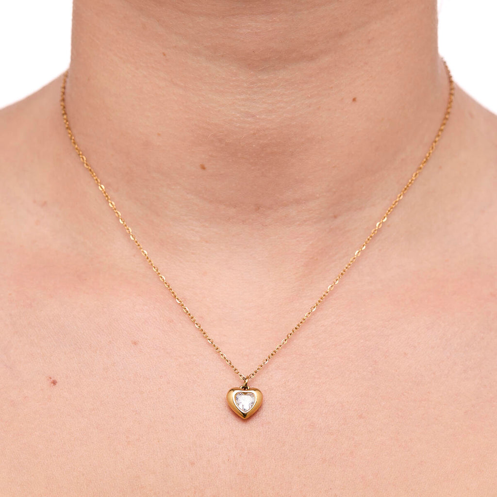 Collar Dorado Corazón Brillante 4