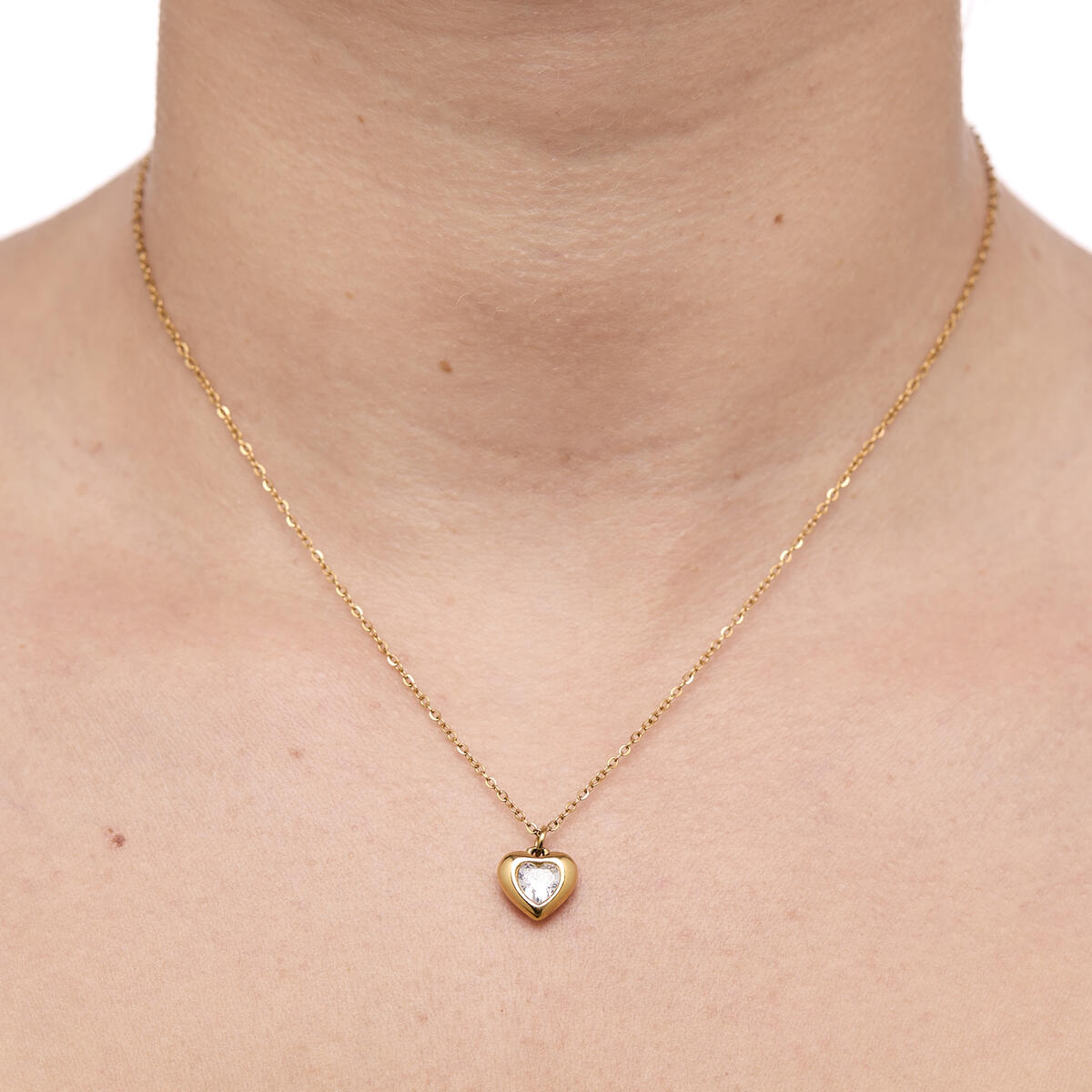 Collar Dorado Corazón Brillante 4