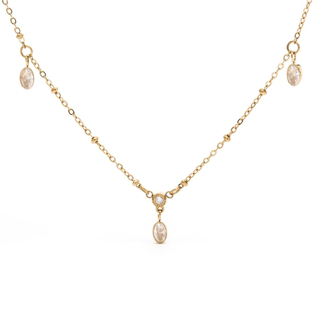 Collar Dorado con Tres Piedras 1