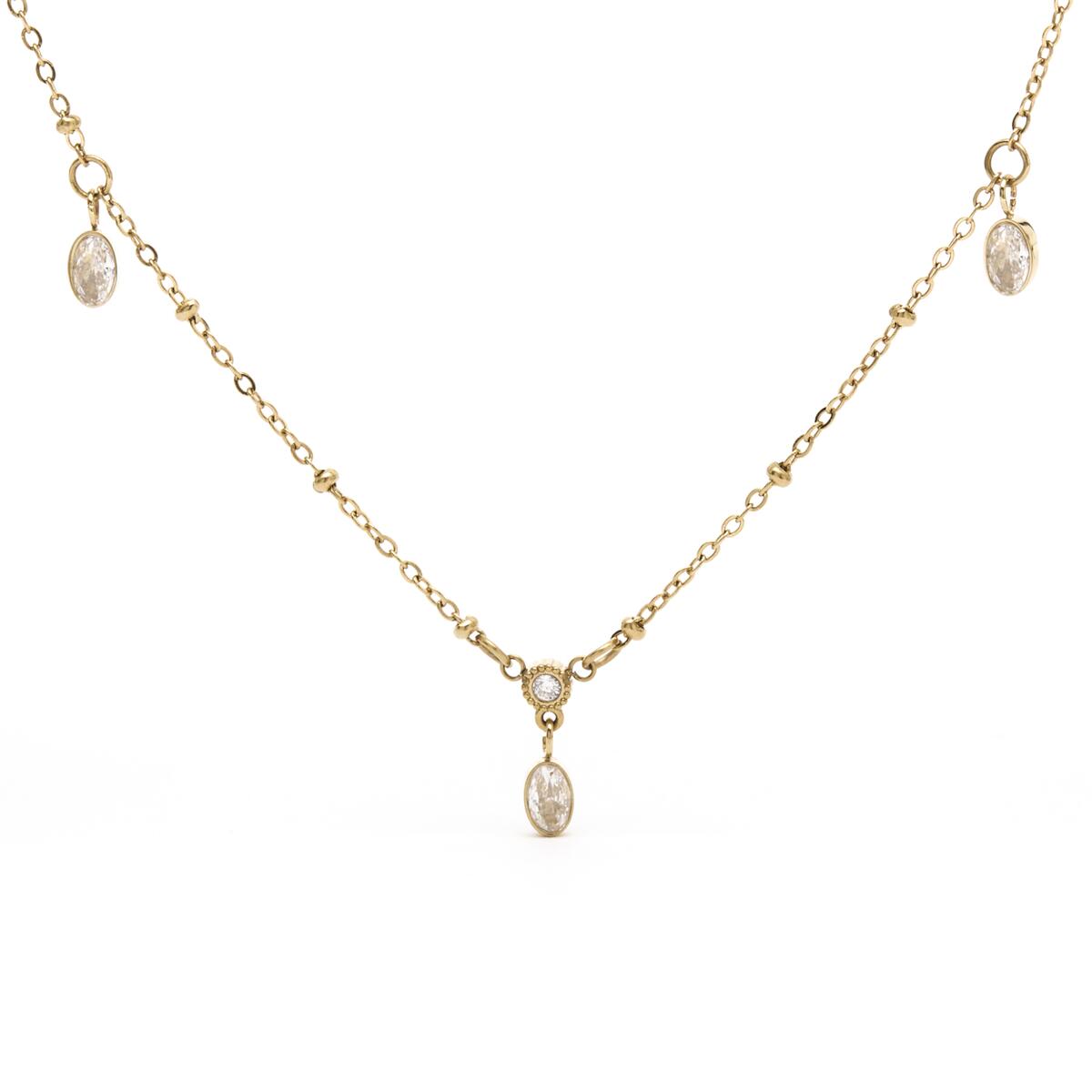 Collar Dorado con Tres Piedras 1