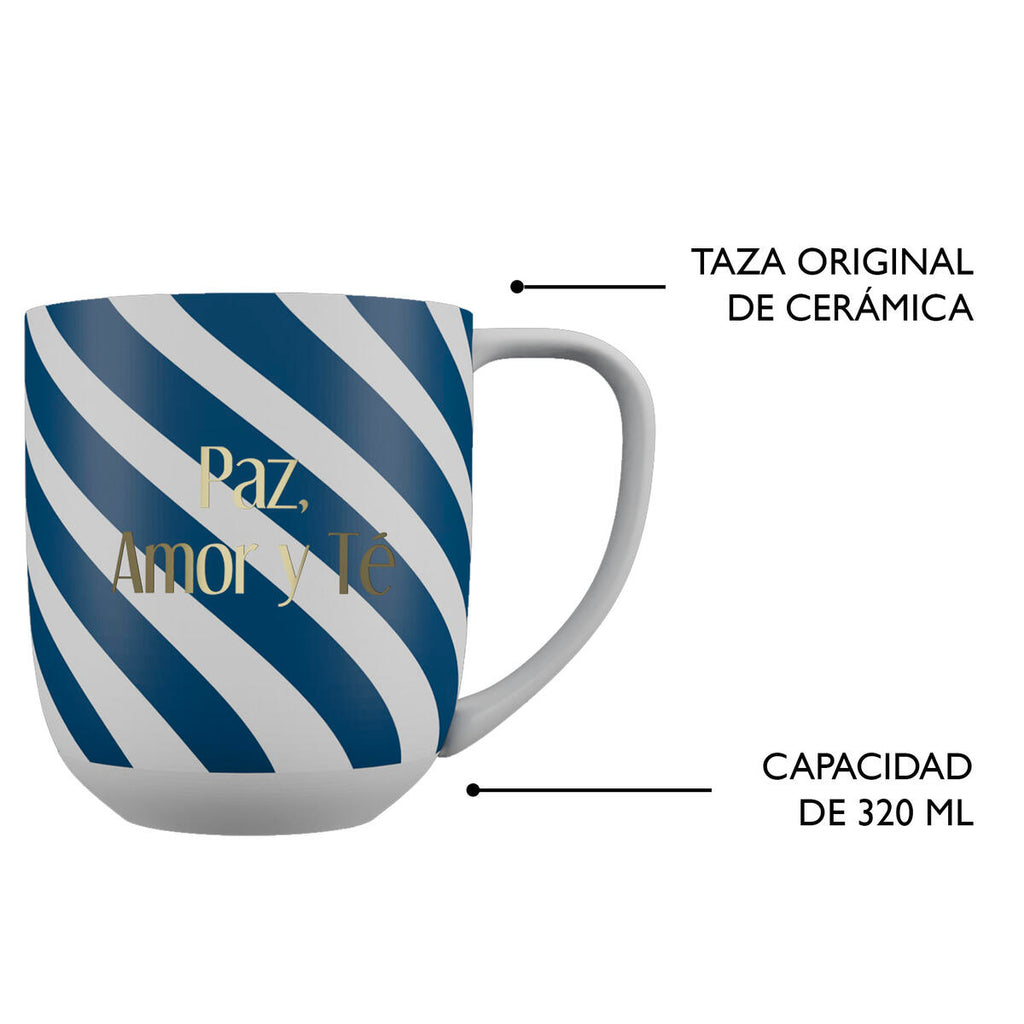 Taza con Mensaje Paz Amor y Té 5
