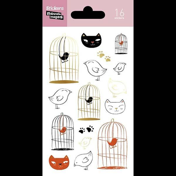 Stickers Pájaro y Gato 1