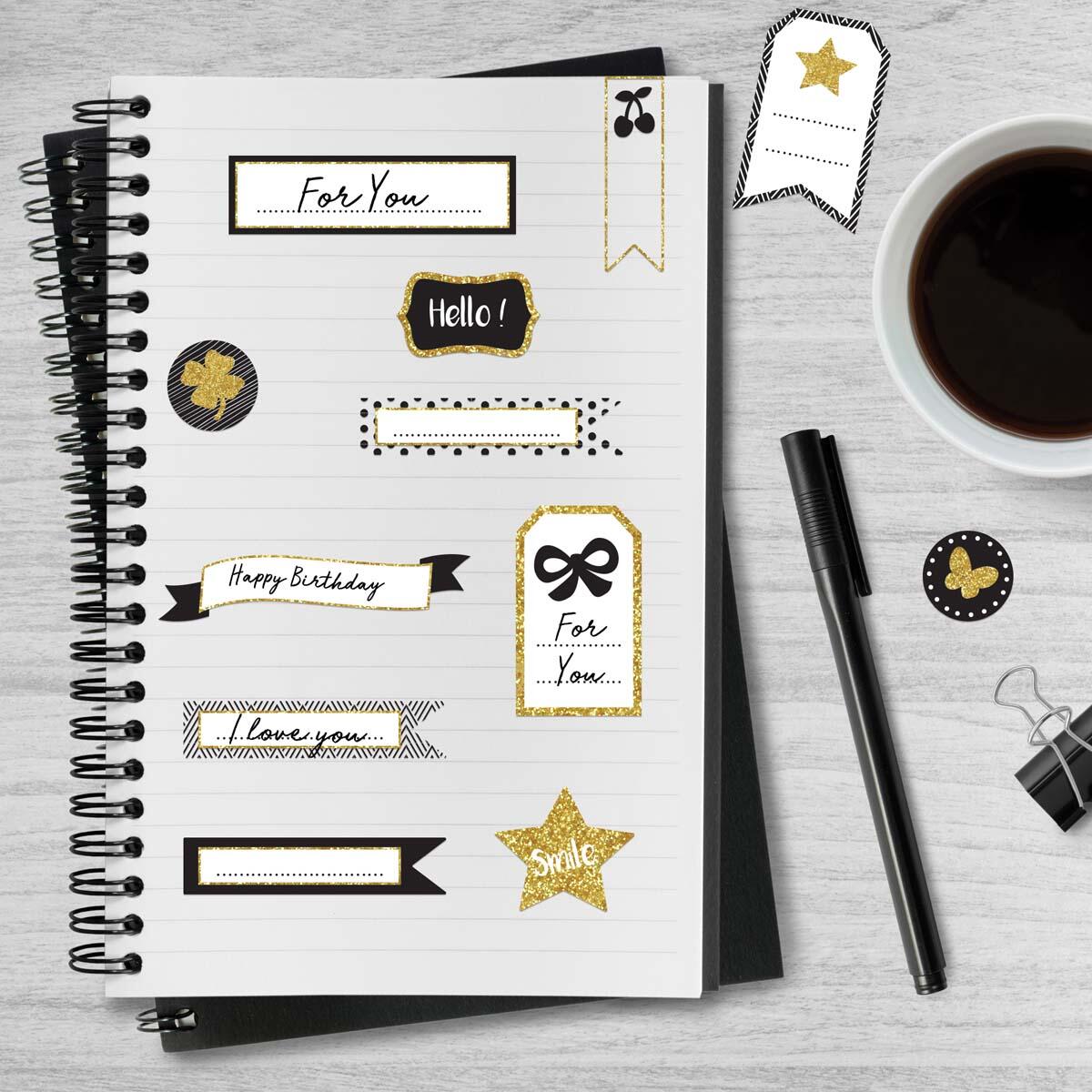 Stickers Negro Dorado 3