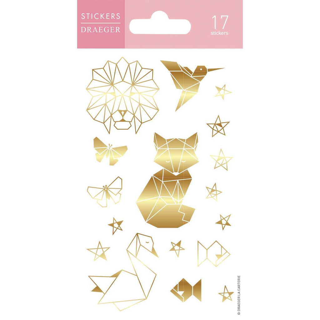 Stickers Origami Negro Dorado 1