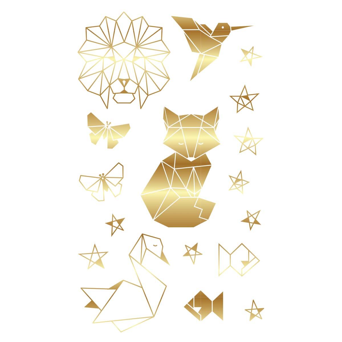 Stickers Origami Negro Dorado 2
