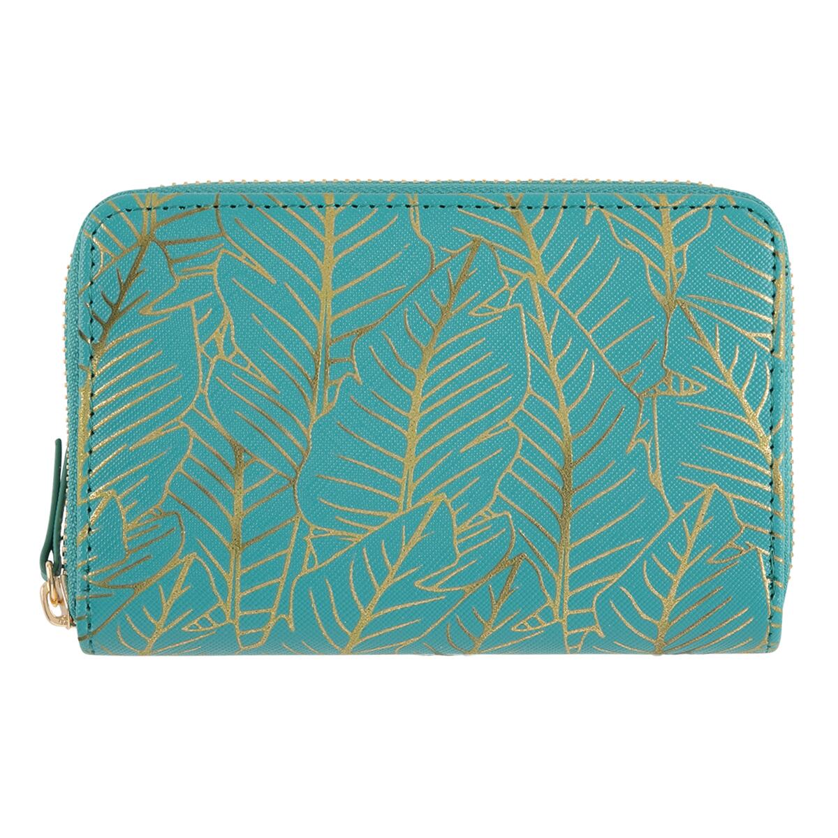 Cartera estampada Hojas turquesas 1