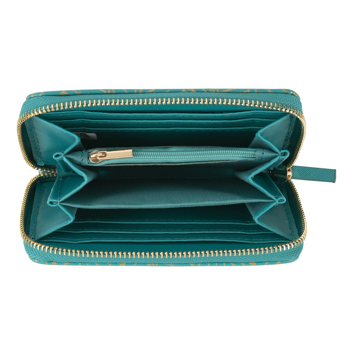 Cartera estampada Hojas turquesas 2