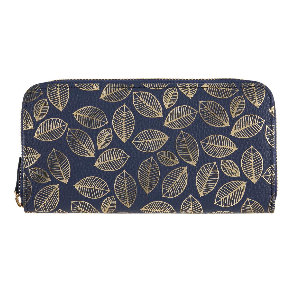 Cartera grande estampada Hojas azules 1