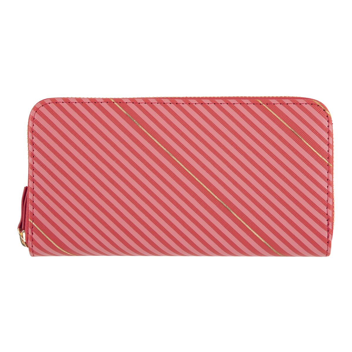 Cartera grande estampada Rayas rojas y rosas 1