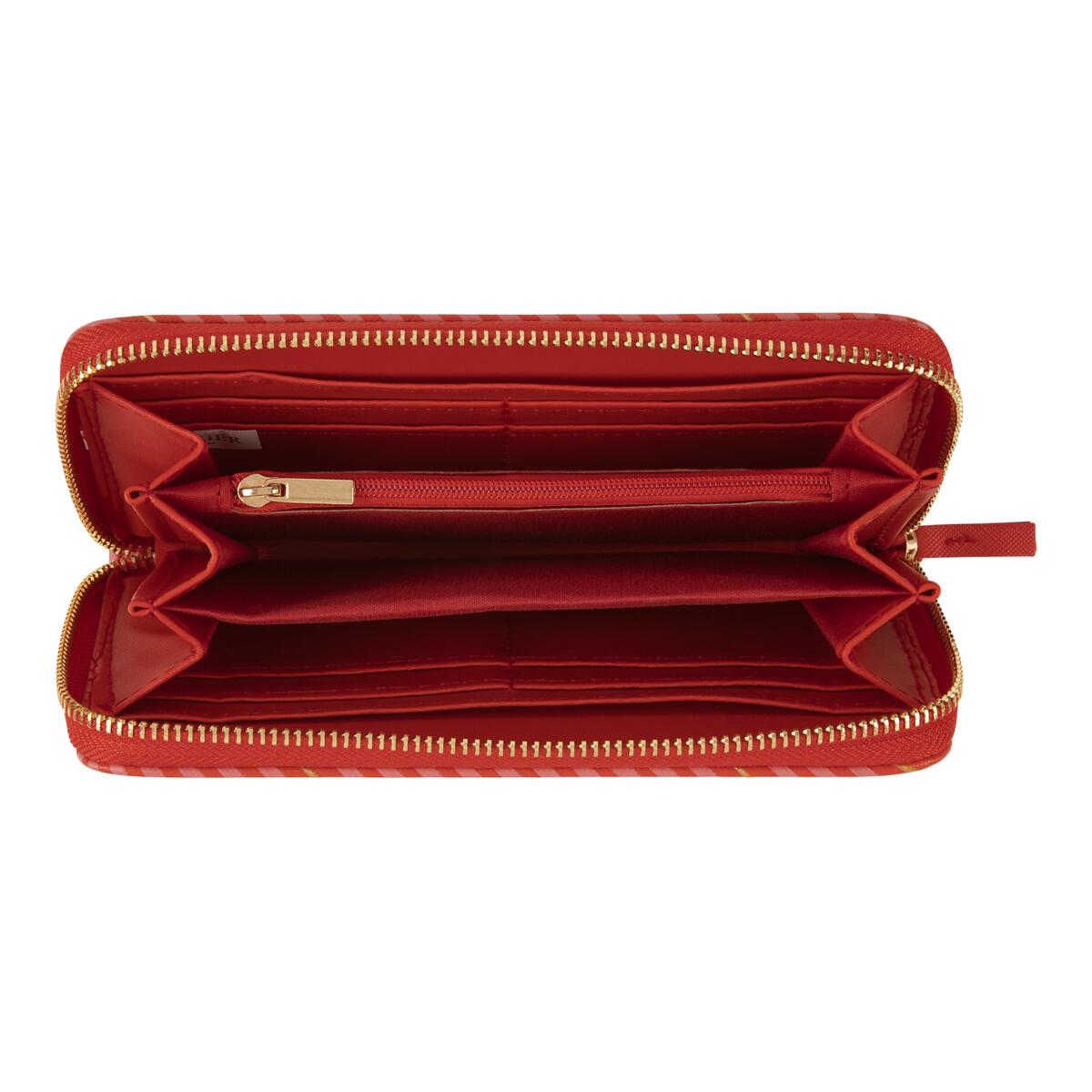Cartera grande estampada Rayas rojas y rosas 2