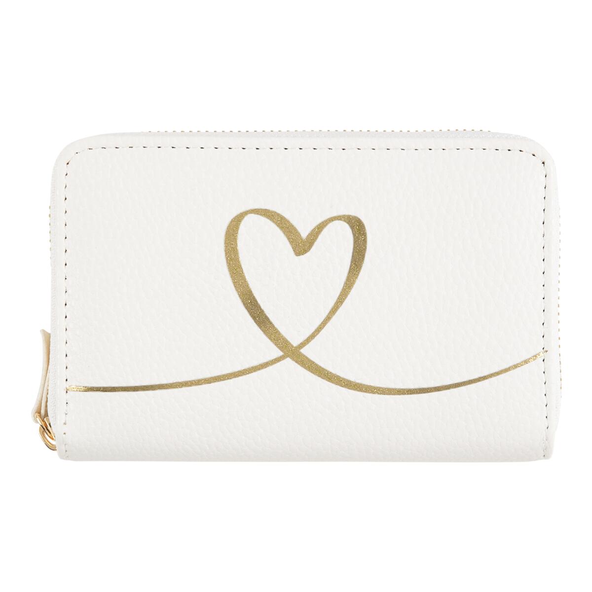 Cartera estampada Corazón marfil 1