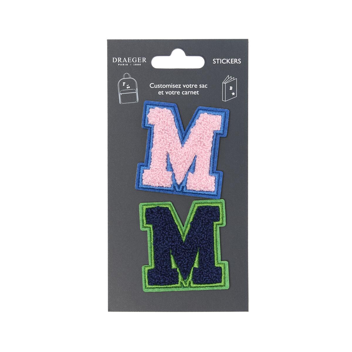 Parches de Letras Bordadas Personalizados M rosa 1