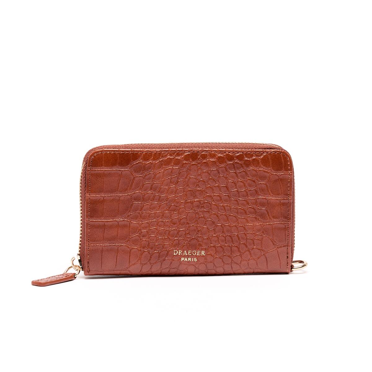 Cartera Mediana Cocodrilo Coñac 1